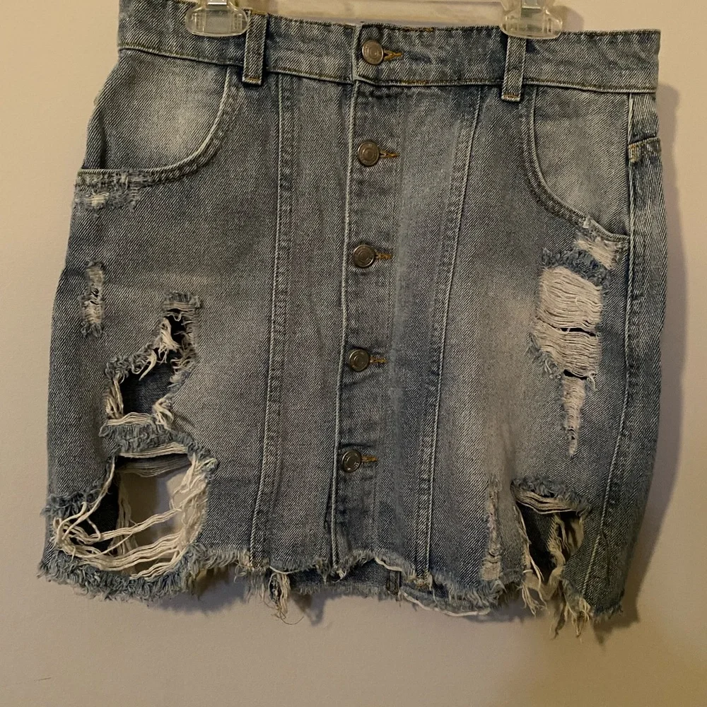 Free People Blue Mini Pencil Skirt - Picture 1 of 2